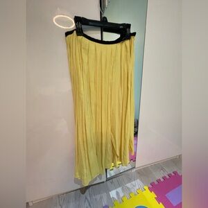 Zara Yellow A-Line Pleated Skirt